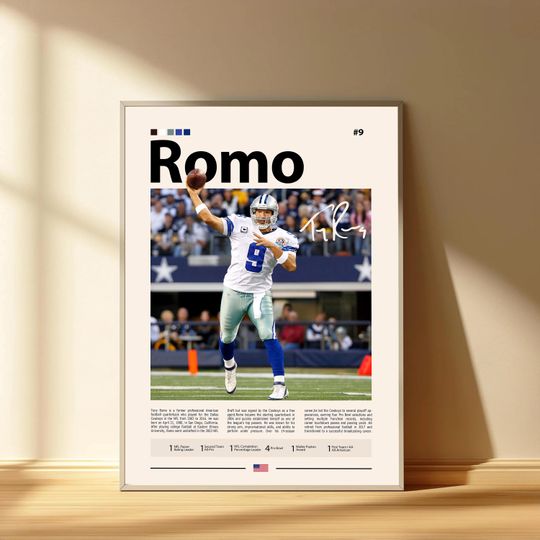 Tony Romo Poster, Dallas Cowboys Football Poster, Sports Bedroom Posters