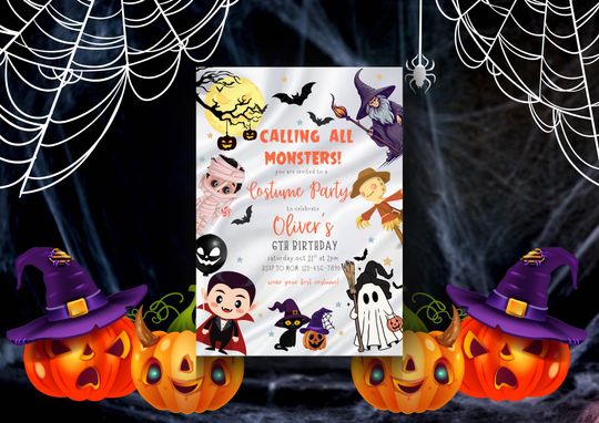Editable Halloween Costume Party Invitation Spooktacular Bash