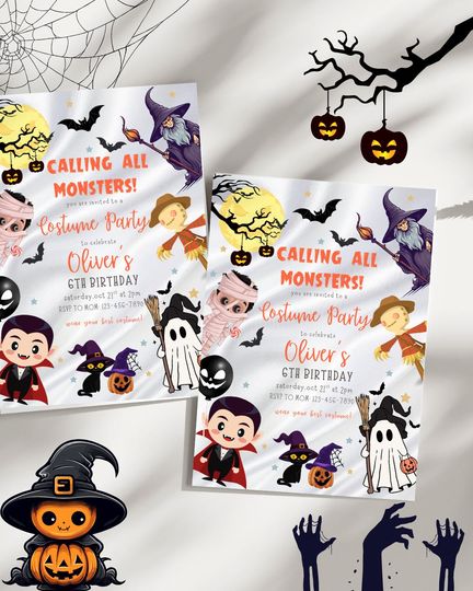 Editable Halloween Costume Party Invitation Spooktacular Bash