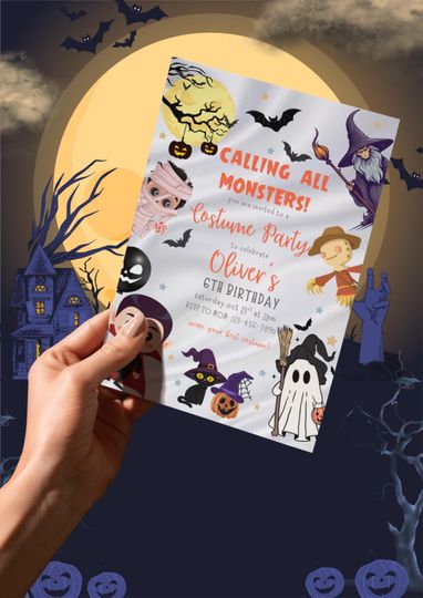 Editable Halloween Costume Party Invitation Spooktacular Bash