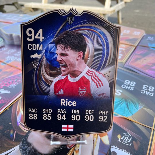 Declan Rice Arsenal, EA FC Fifa Foamex Card, Soccer Player Card, Gift For Fan