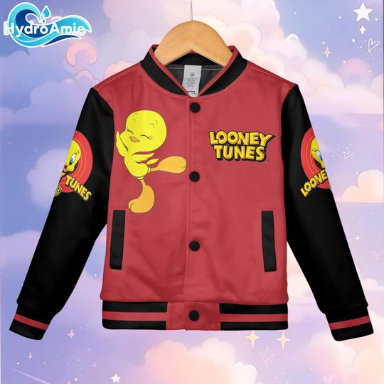 Custom Tweety Bird Varsity Jacket, Looney Tunes Baseball Jacket