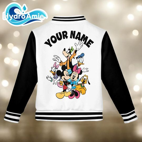 Custom Mickey and Friends Varsity Jacket, Personalized Baseball Jacket