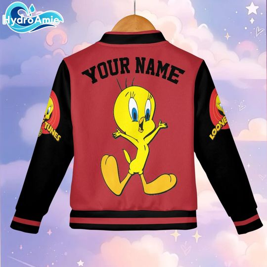 Custom Tweety Bird Varsity Jacket, Looney Tunes Baseball Jacket