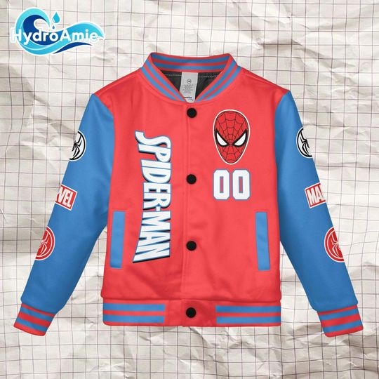 Custom Spider-Man Varsity Jacket, Personalized Superhero Outerwear