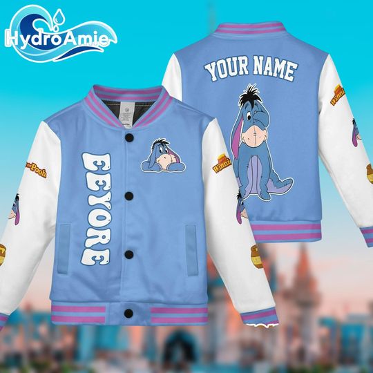 Custom Eeyore Varsity Jacket - Winnie the Pooh Baseball Jacket
