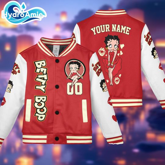 Personalized Betty Boop Varsity Jacket, Baseball Outerwear