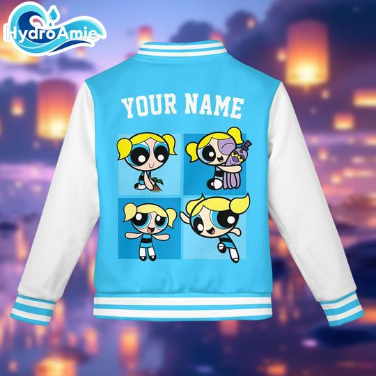 Personalized Bubbles Varsity Jacket, Cartoon The Powerpuff Girls Baseball Jacket, Baseball Team Outfit