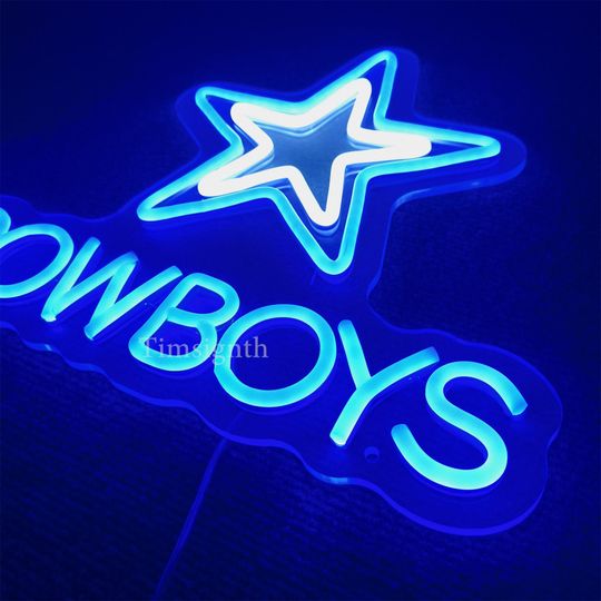 Handmade Dallas Cowboys LED Neon Sign, Sports Man Cave Decor