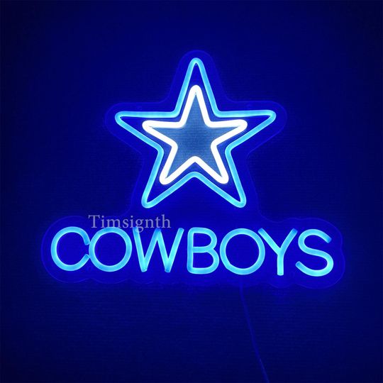 Handmade Dallas Cowboys LED Neon Sign, Sports Man Cave Decor