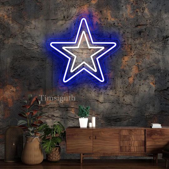 Handmade Dallas Cowboys LED Neon Sign, Sports Man Cave Decor