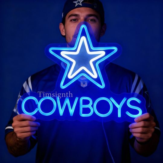 Handmade Dallas Cowboys LED Neon Sign, Sports Man Cave Decor