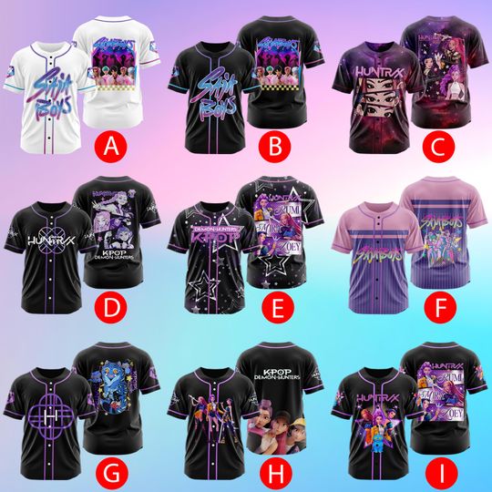 Kpop Demon Hunter Baseball Jersey Shirt for Womens Girls, HUNTRIX Baseball Jersey, Demon Hunters Shirt, Huntrix Fan Gift