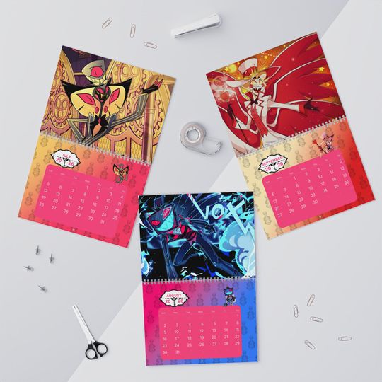 Hazbin Hotel TV Series 2026 Wall Hanging Calendar, Gift For Fan, Hazbin Hotel Cartoon Characters Calendar 2026