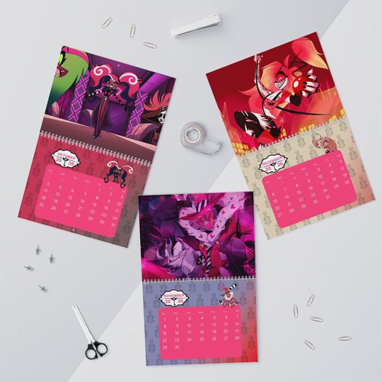 Hazbin Hotel TV Series 2026 Wall Hanging Calendar, Gift For Fan, Hazbin Hotel Cartoon Characters Calendar 2026