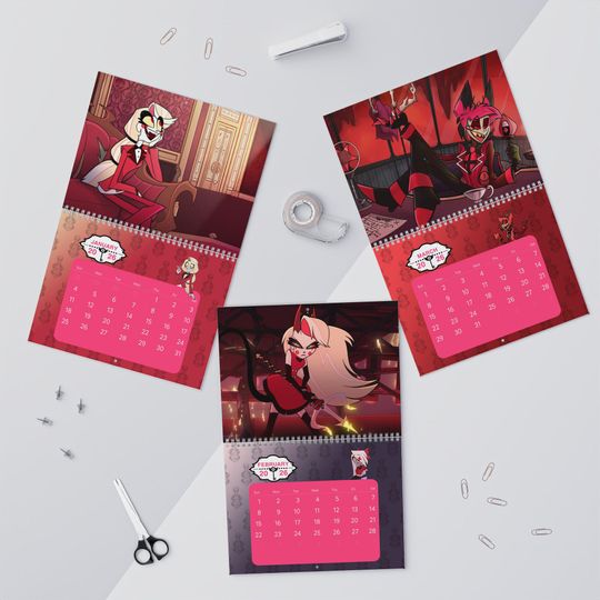 Hazbin Hotel TV Series 2026 Wall Hanging Calendar, Gift For Fan, Hazbin Hotel Cartoon Characters Calendar 2026