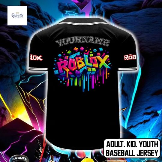 Roblox Neon Drip Baseball Jersey, Custom Name Number Shirt