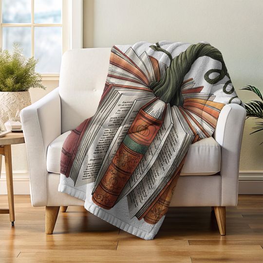 Halloween Book Pumpkin Blanket: Custom Kids , Fall Decor