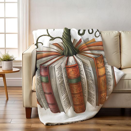Halloween Book Pumpkin Blanket: Custom Kids , Fall Decor