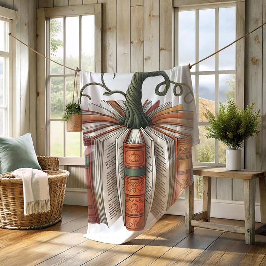 Halloween Book Pumpkin Blanket: Custom Kids , Fall Decor
