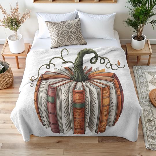 Halloween Book Pumpkin Blanket: Custom Kids , Fall Decor