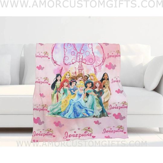 Kids Princess Blanket: Soft Watercolor Castle - Custom Name