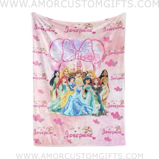 Kids Princess Blanket: Soft Watercolor Castle - Custom Name