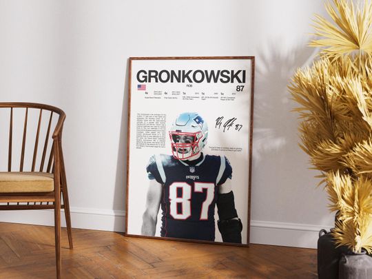 Rob Gronkowski Poster, football Wall Print, Football Digital Download, football Poster Print