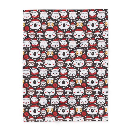 Fleece Blanket with Christmas Animals Pattern