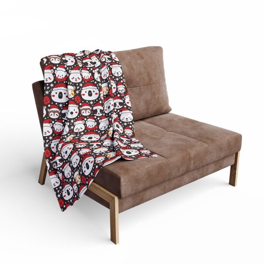 Fleece Blanket with Christmas Animals Pattern