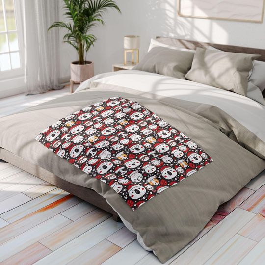 Fleece Blanket with Christmas Animals Pattern
