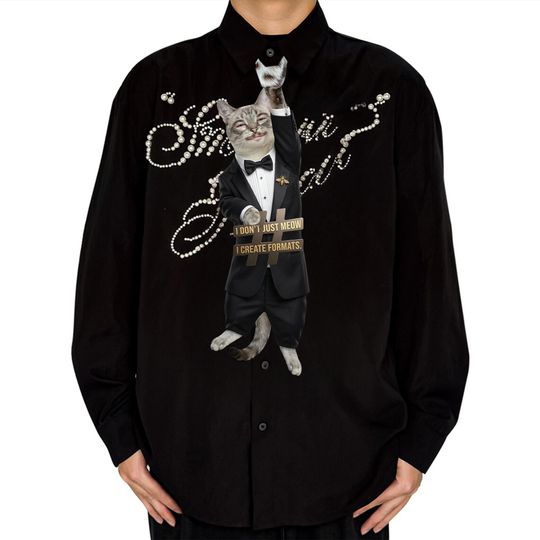 Meownardo Funny Cat Tie, Funny Meow Formats Button Down, Dapper Tuxedo Cat Tie, Gift for Him