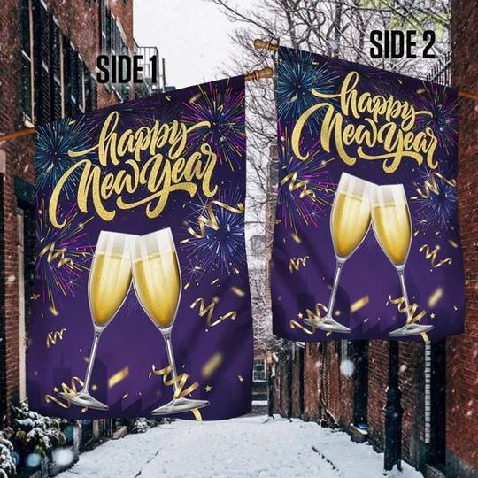 Happy New Year Champagne Flag