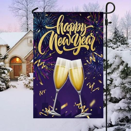 Happy New Year Champagne Flag