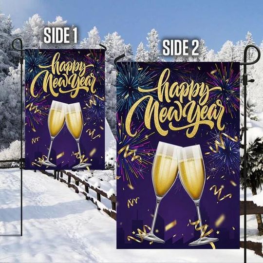 Happy New Year Champagne Flag