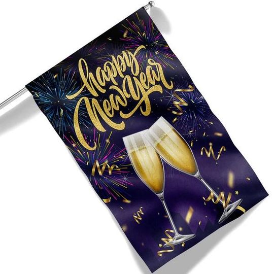 Happy New Year Champagne Flag