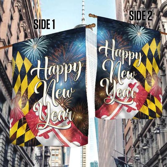 Happy New Year Maryland Flag