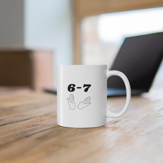 6 7 White Ceramic Mug