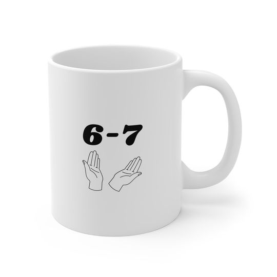 6 7 White Ceramic Mug