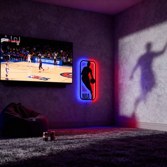 NBA Logo LED Sign | Handmade Basketball Fan Wall Decor