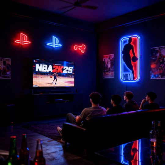 NBA Logo LED Sign | Handmade Basketball Fan Wall Decor