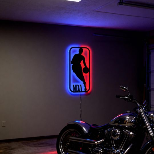 NBA Logo LED Sign | Handmade Basketball Fan Wall Decor