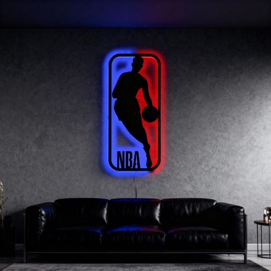 NBA Logo LED Sign | Handmade Basketball Fan Wall Decor