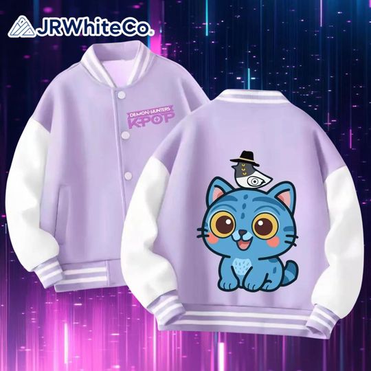 Kpop Demon Hunters Kids Varsity Jacket, Huntrix Baseball Coat, Cute Kpop