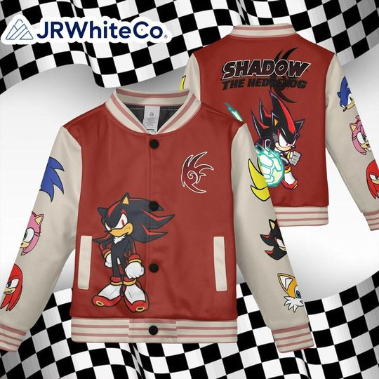 Shadow the Hedgehog Kids & Youth Baseball Jacket, Custom Adult Unisex Varsity Jacket