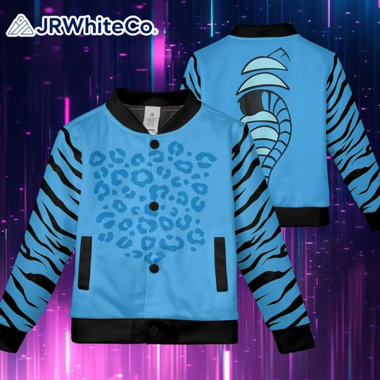 Huntx Blue Tiger Baseball Jacket, Kpop Cosplay Costume, Unisex Varsity Jacket for Adults