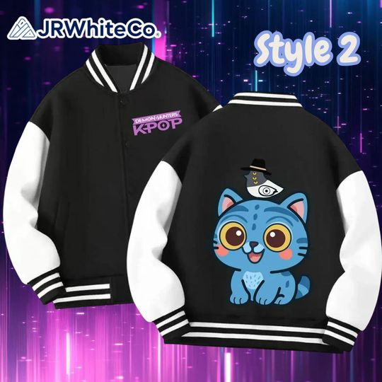 Kpop Demon Hunters Kids Varsity Jacket, Huntrix Baseball Coat, Cute Kpop