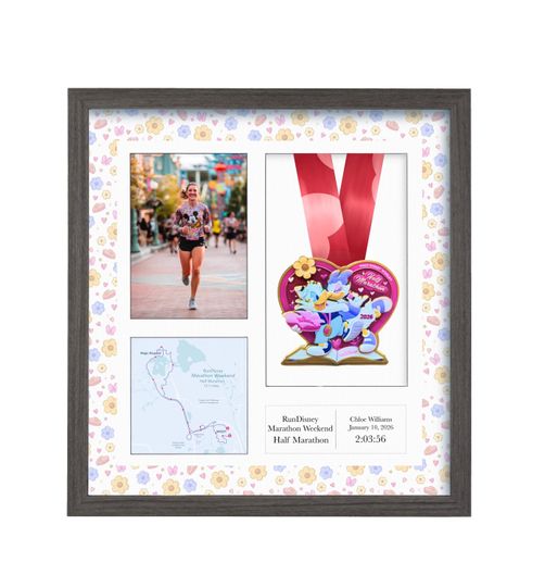 2026 RunDisney Marathon Weekend Half Marathon Medal Display Frame: Personalized Solid Wood with Route Map