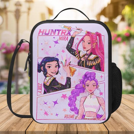 Rumi, Mira, and Zoey Lunch Box Bag, Huntrix Demon Hunters Lunch Bag, Kpop Demon Hunters  Quality Keep Warm/Cold Lunch Bag