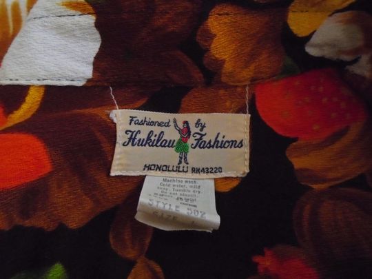Vintage 1960s Hawaiian Shirt Barkcloth Orange Yellow Brown Medium